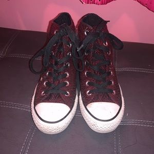 Converse Red/Black Hightops Size 6
